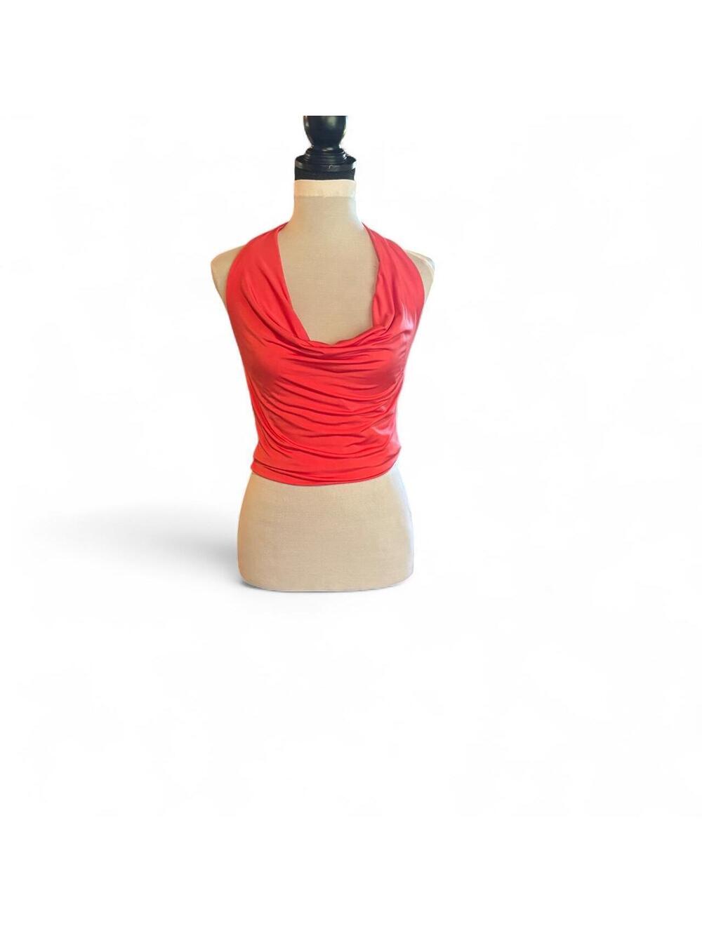 Saints 21 Coral Halter Top with Cowl Neck Size M NWT